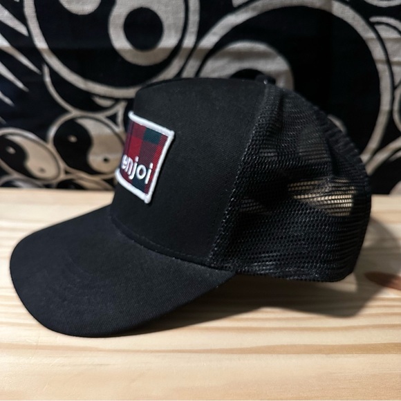 Enjoi Skateboard Brand Plaid Flannel Patch Black Snap Back Hat - Picture 2 of 4